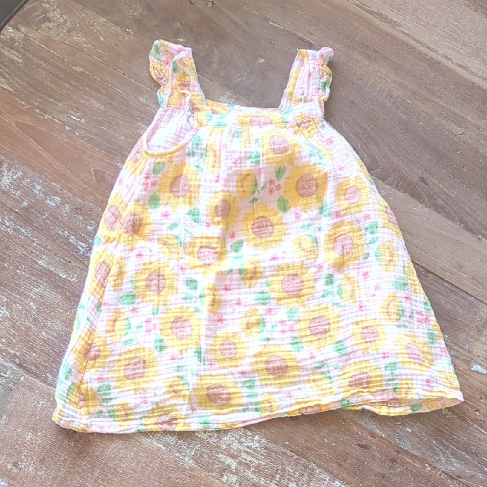 Sunflower Print Toddler Dress — Yellow & Pink Floral